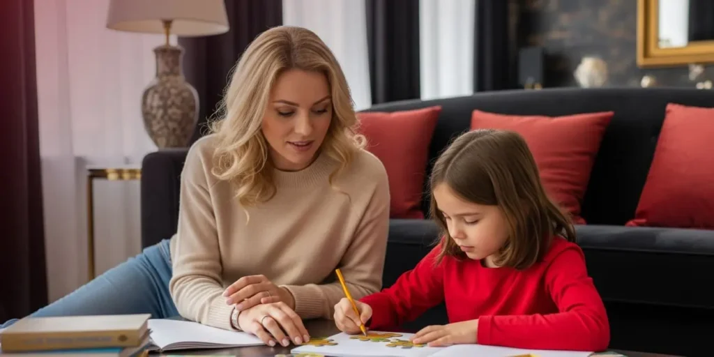 Ilustration of parent and their child